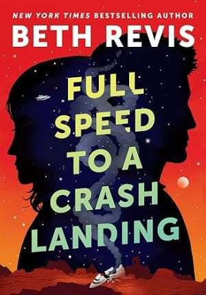 Red cover with a rocky red planet surface in the foreground, a spaceship crashed into it, the ship is in multiple pieces, and smoke is rising from the site. The bulk of the cover is a silhouette of the head and shoulders of a woman and a man, back to back. The smoke rising from the crash site swirls in the silhouette and there are little stars all over the silhouette and red 