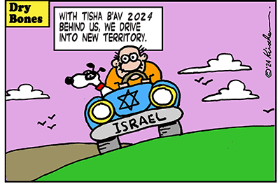 Dry Bones cartoon, Missile Attack, Tisha B'Av, Bibi, 2024, Jews, Arabs, Gaza, Hamas, War, Hezbollah, Israel, Iran, Ayatollahs, Mullahs, War,