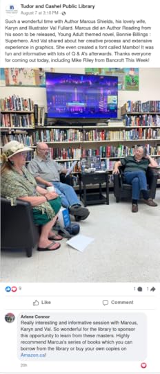 Author reading, Marcus & Karen Shields, Tudor & Cashel Library, August 7, 2024