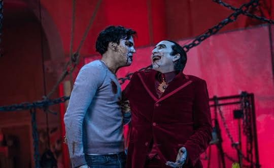 Nicholas Hoult and Nicholas Cage in a scene from Renfield