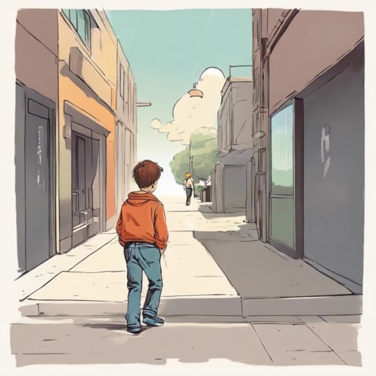 Use strong verbs to describe the boy walking