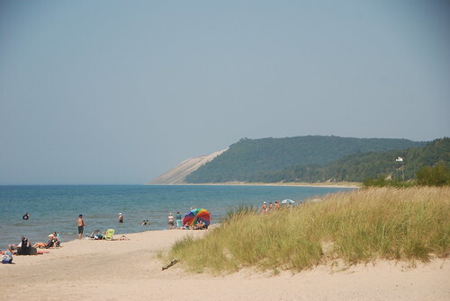 Sleeping Bear Dunes as seen from the beach in Empire, Michigan. From Five Tips for End of Summer Travel