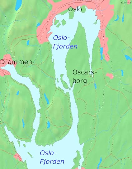 Map demonstrating the position of Oscarsborg Fortress and the narrow strait through which the German ships needed to pass