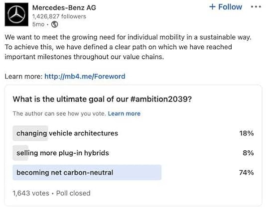 A twitter post from mercedes benz featuring a poll
