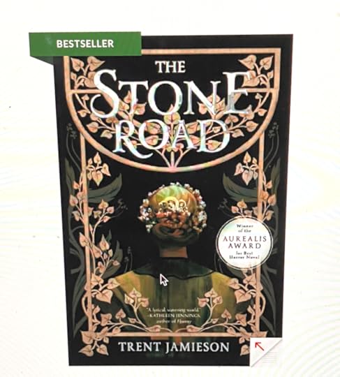 Picture of the book Stone Road with the little green bestseller tag