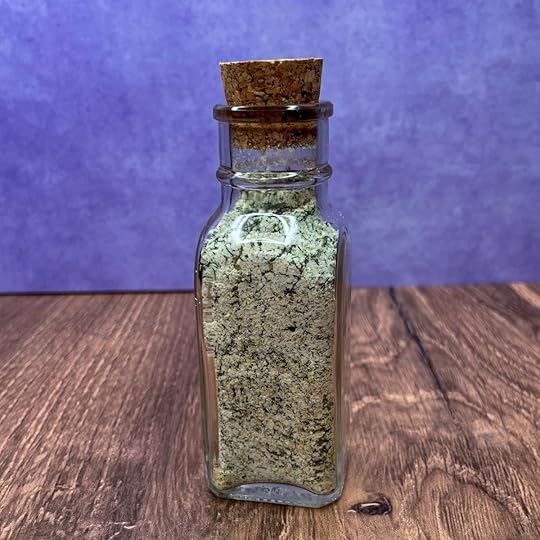 Low sodium ranch seasoning in a clean bottle with a cork on top.