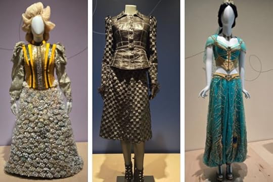 L-R: Worn by Oprah Winfrey as Mrs. Which in A Wrinkle in Time (2018) - designed by Paco Delgado, Worn by Emma Stone in the 2022 film Cruella - From notes by designer Jenny Beavan, it was one of 47 costume changes for the film's star & Jasmine, worn by Naomi Scott in Aladdin (2019) - designed by Michael Wilkinson