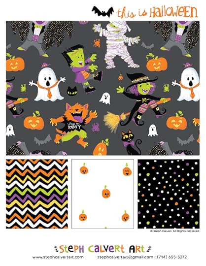 Halloween Art Collection - Fun Spooky Characters repeat patterns by Steph Calvert Art