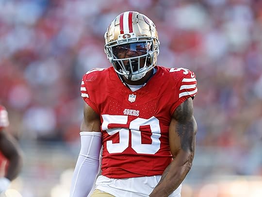 San Francisco 49ers’ Jalen Graham (50) celebrates his sack against...