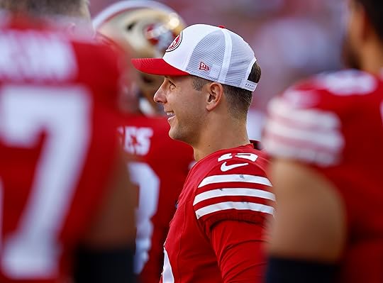 San Francisco 49ers starting quarterback Brock Purdy (13) stands on...