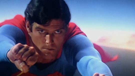 image of christopher reeve flying as superman in film trailer