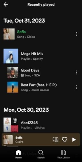Spotify app listening history