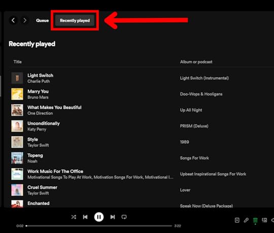 Spotify desktop app recently played