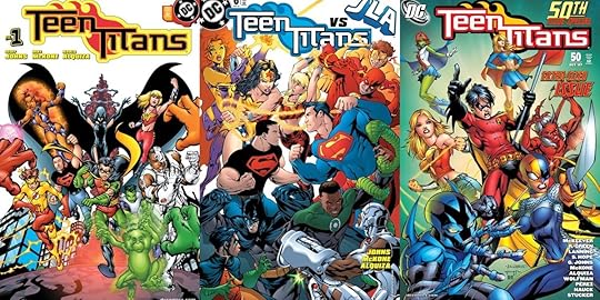 Covers for the early 2000s version of Teen Titans from DC Comics.