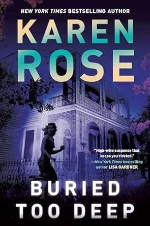 Cover in bluey purple, showing a woman runing toward an old house similar to one you'd find in the French Quarter of New Orleans, with iron scrollwork