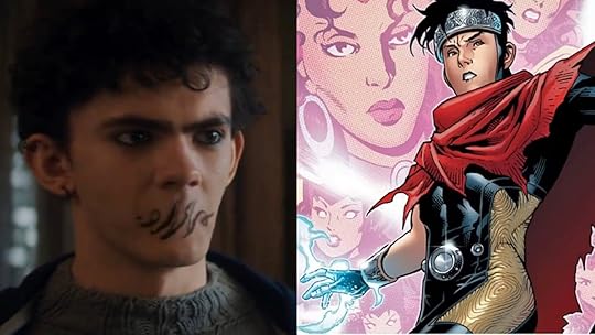 Joe Locke as "Teen" in Agatha All Along, and the hero Wiccan from Marvel Comics.