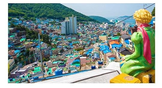 Gamcheon Village has the Little Prince and Fox statue sitting on a ledge looking over the city
