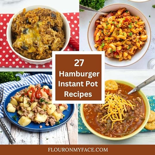4 hamburger recipe preview image collage for hamburger instant pot recipes.