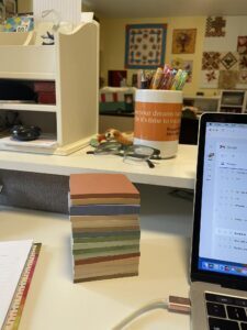 Pastel colored sticky notes on Marie's desk - just one example of Cute Office Supplies and Organizers