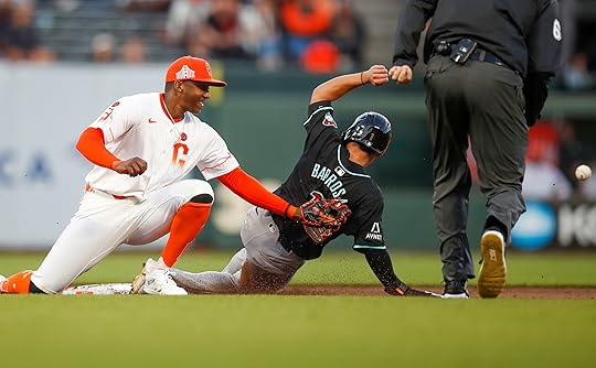 Arizona Diamondbacks’ Jorge Barrosa (1) steals second base against San...