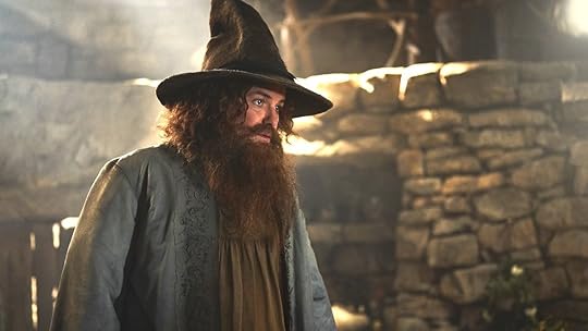 Rory Kinnear as Tom Bombadil with his beard and hat up close on The Rings of Power