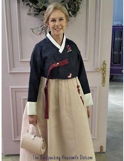 The Mother of the Groom wearing the traditional Korean wedding hanbok