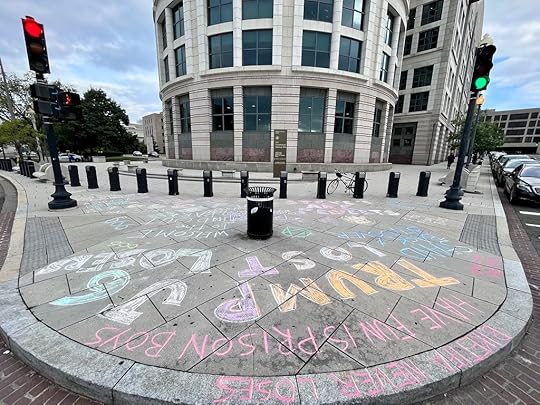 wide-angle look at the chalktifa outside the federal courthouse in DC