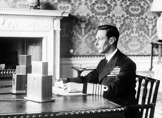 King George VI of the United Kingdom delivering his radio address announcing Britain’s entry into the war with Germany, Buckingham Palace, London, 3 Sept 1939 (United Kingdom National Archives)