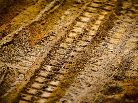 Tire tracks in sand