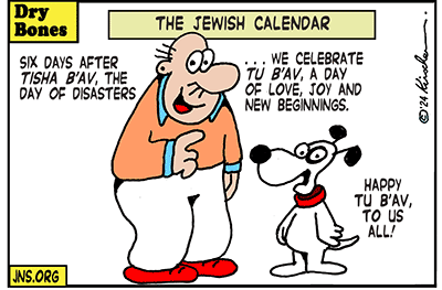 Dry Bones cartoon, Shuldig, Tisha B'Av, Tu B'Av, Bibi, Jews, Israel, Holiday,