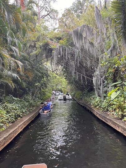 Going through a canal on a scenic boat tour in Winter Haven, Florida.