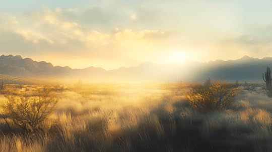 Sunrise in the desert mountains.