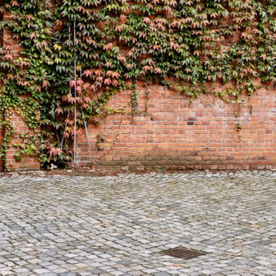 Rot werdendes Weinlaub an ziegelroter Kirchenmauer