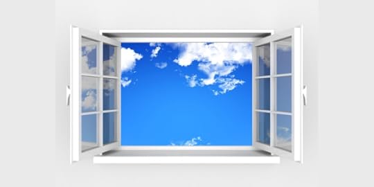 open window showing blue sky