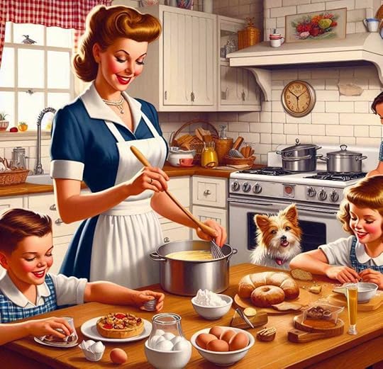 traditional woman in traditional gender role cooking at home