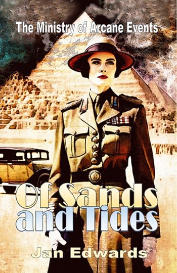 Picture of young woman in uniform standing in front of the pyramids in Egypt
