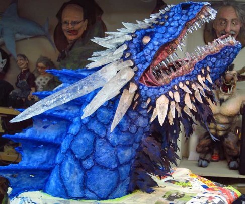Paper Mache Ice dragon-first paint