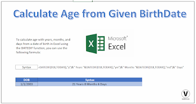 Calculate Age from Given Birthdates | Advance Excel By Vaidhvik