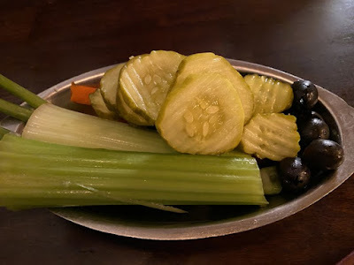 relish tray at Shaw's Steakhouse & Tavern in Santa Maria, California