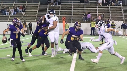 Salinas quarterback Rico Maturino scans downfield for a receiver in the third quarter of last season's game against Valley Christian of San Jose. Valley Christian held on for an 16-8 win over Salinas at The Pit. (Donald Fukui/Santa Cruz Sentinel)