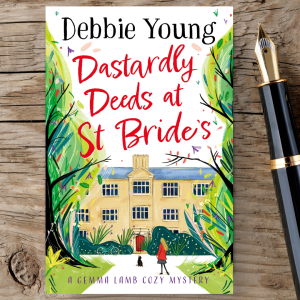 cover of Dastardly Deeds at St Bride's with fountain pen