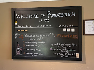 tasting room events board at Riverbench Vineyard & Winery in Santa Maria, California