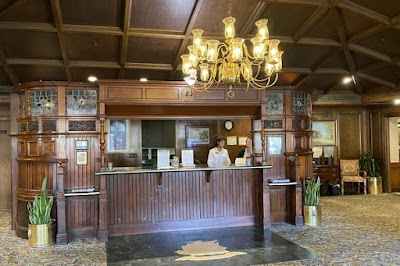 antique front desk at Historic Santa Maria Inn in Santa Maria, California