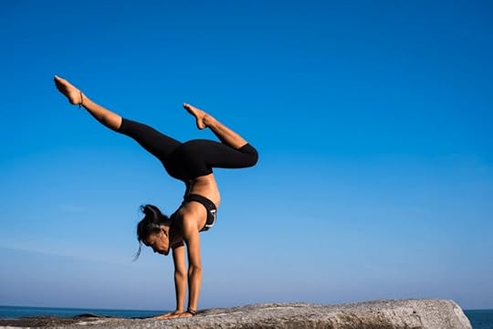 woman doing handstand
