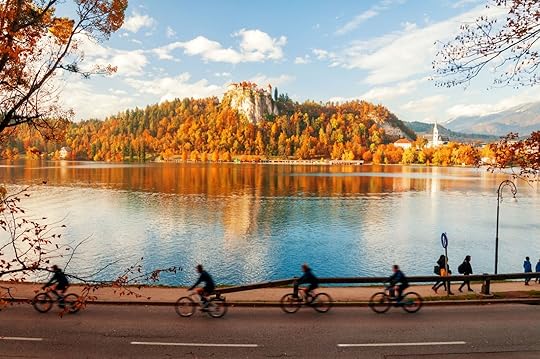 Cyclists in bled, Slovenia