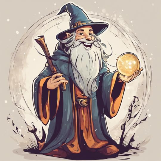 Friendly wizard bringing magic and delight