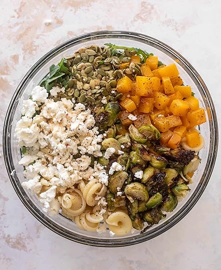fall pasta salad with maple vinaigrette