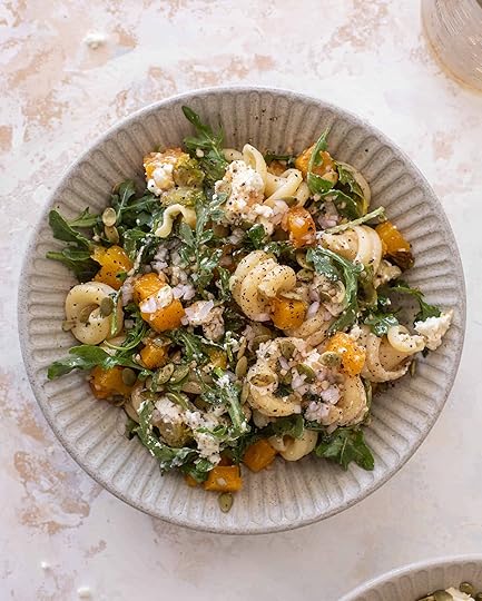 fall pasta salad with maple vinaigrette