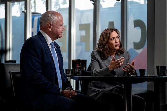Tim Walz and Kamala Harris in an interview with CNN's Dana Bash on Thursday. (Courtesy of Will Lanzoni/CNN)