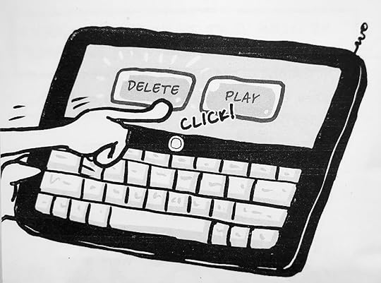 handheld device interface where 'IRREVOCABLY DELETE FOREVER, APPARENTLY' is next to 'PLAY'